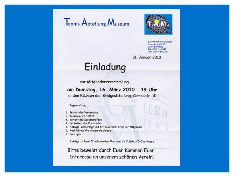Einladungsschreiben Einladungsschreiben